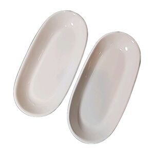 2 Vintage Buffalo China Serving Dishes/Relish Trays. Made In The USA Oval White